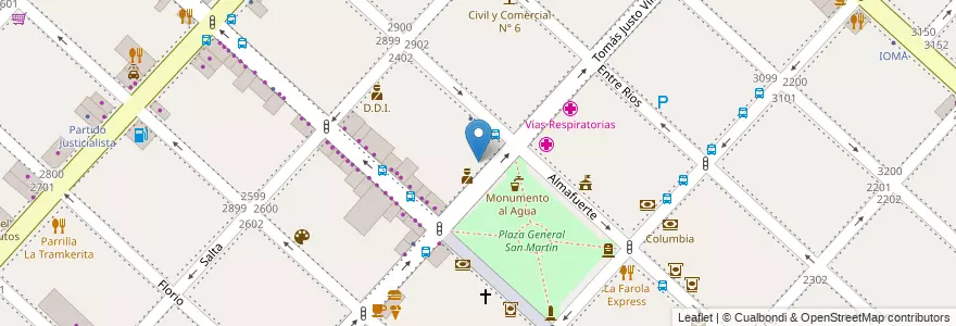 Mapa de ubicacion de BBVA Francés en Arjantin, Buenos Aires, Partido De La Matanza, San Justo.