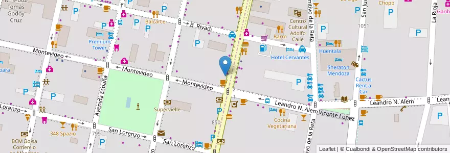 Mapa de ubicacion de BBVA Francés en الأرجنتين, تشيلي, Mendoza, Departamento Capital, Sección 2ª Barrio Cívico, Ciudad De Mendoza.