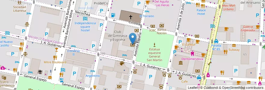 Mapa de ubicacion de BBVA Francés en Arjantin, Şili, Mendoza, Departamento Capital, Ciudad De Mendoza.