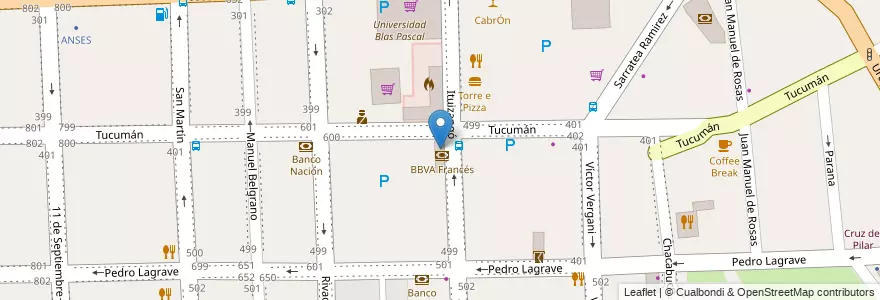 Mapa de ubicacion de BBVA Francés en 阿根廷, 布宜诺斯艾利斯省, Partido Del Pilar, Pilar.