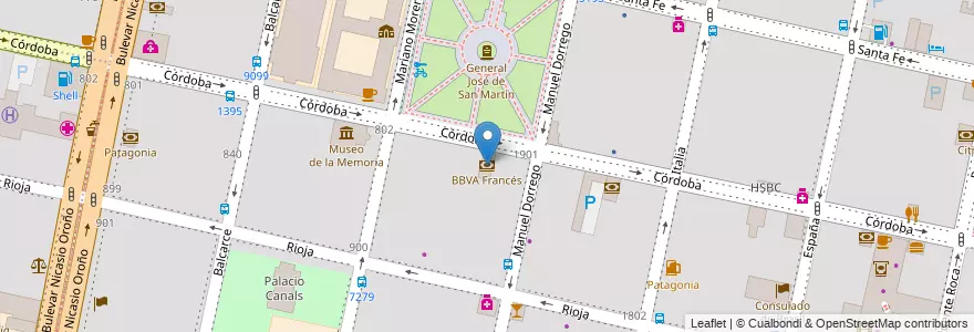 Mapa de ubicacion de BBVA Francés en Аргентина, Санта-Фе, Departamento Rosario, Municipio De Rosario, Росарио.