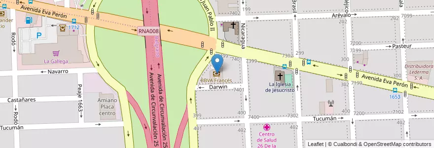 Mapa de ubicacion de BBVA Francés en 阿根廷, Santa Fe, Departamento Rosario, Municipio De Rosario, 罗萨里奥.