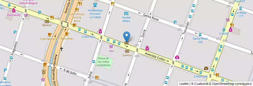 Mapa de ubicacion de BBVA Francés en 阿根廷, Córdoba, Departamento Capital, Pedanía Capital, Córdoba, Municipio De Córdoba.