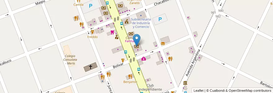 Mapa de ubicacion de BBVA Francés en Arjantin, Buenos Aires, Partido De Merlo, Merlo.