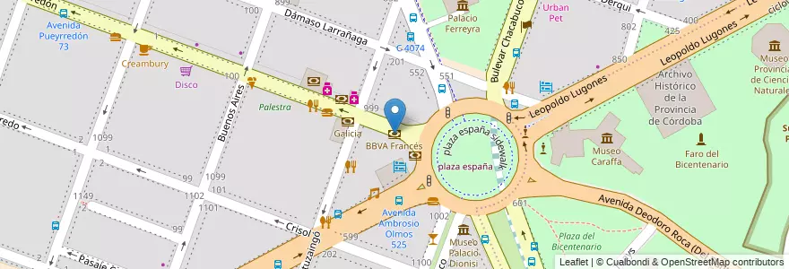 Mapa de ubicacion de BBVA Francés en الأرجنتين, Córdoba, Departamento Capital, Pedanía Capital, Córdoba, Municipio De Córdoba.