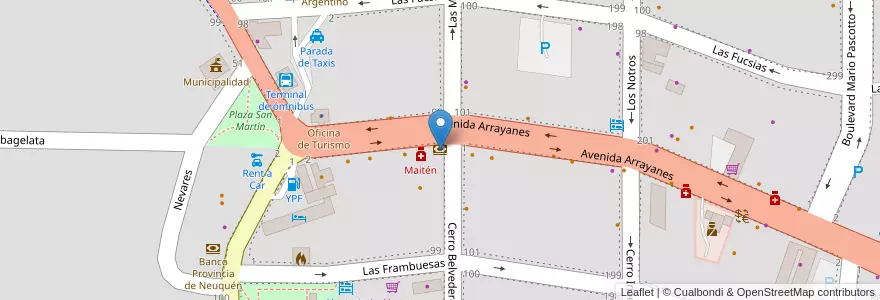 Mapa de ubicacion de BBVA Francés en آرژانتین, شیلی, استان نئوکن, Departamento Los Lagos, Villa La Angostura, Villa La Angostura.