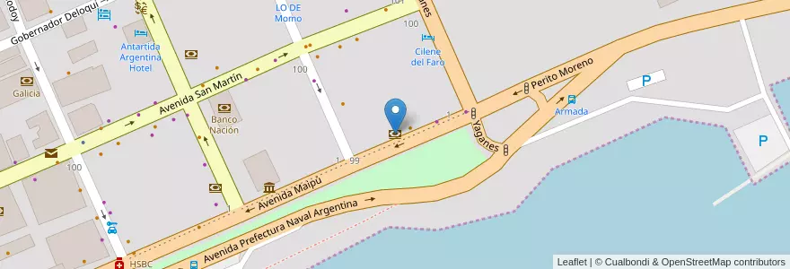 Mapa de ubicacion de BBVA Francés en Аргентина, Ушуая (Департамент), Чили, Огненная Земля, Антарктида И Острова Южной Атлантики, Ushuaia.