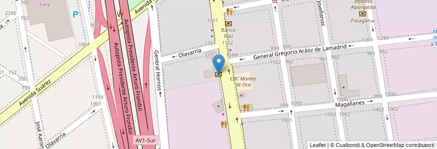 Mapa de ubicacion de BBVA Francés, Barracas en Arjantin, Ciudad Autónoma De Buenos Aires, Comuna 4, Buenos Aires.