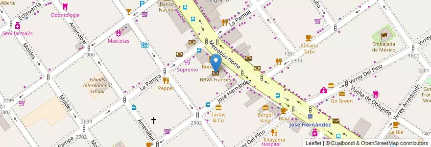 Mapa de ubicacion de BBVA Francés, Belgrano en Аргентина, Буэнос-Айрес, Буэнос-Айрес, Comuna 13.