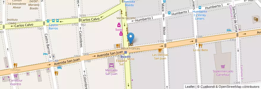 Mapa de ubicacion de BBVA Francés, Boedo en 阿根廷, Ciudad Autónoma De Buenos Aires, Comuna 5, 布宜诺斯艾利斯.
