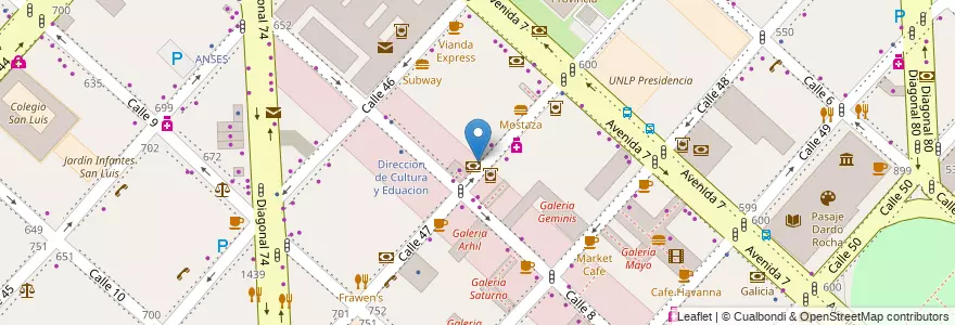 Mapa de ubicacion de BBVA Francés, Casco Urbano en Arjantin, Buenos Aires, Partido De La Plata, La Plata.