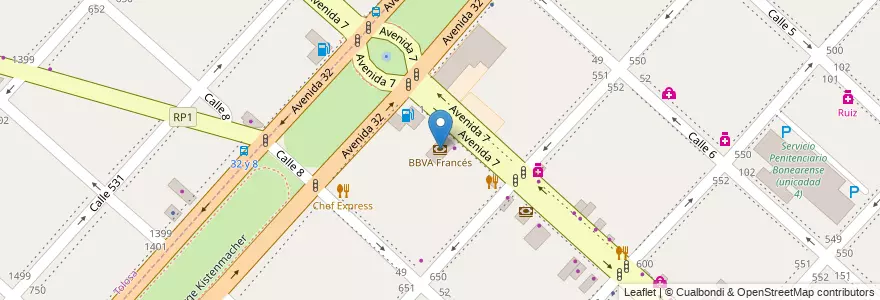 Mapa de ubicacion de BBVA Francés, Casco Urbano en الأرجنتين, بوينس آيرس, Partido De La Plata.