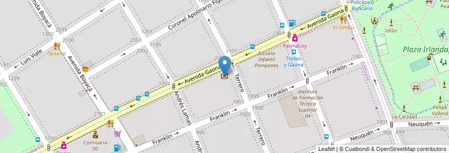 Mapa de ubicacion de BBVA Francés, Flores en Arjantin, Ciudad Autónoma De Buenos Aires, Buenos Aires.