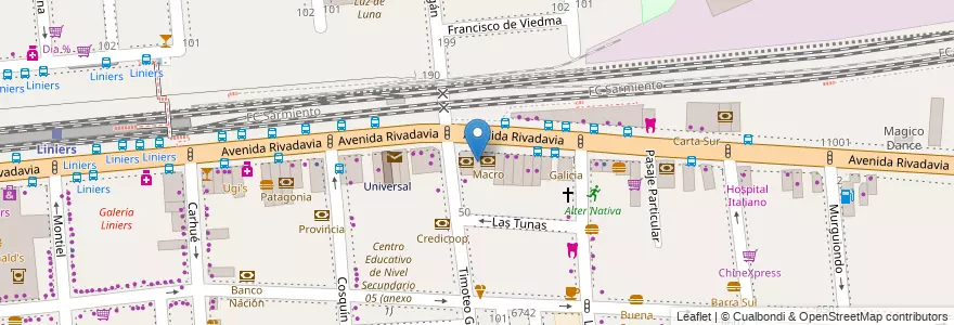 Mapa de ubicacion de BBVA Francés, Liniers en アルゼンチン, Ciudad Autónoma De Buenos Aires, Comuna 9, ブエノスアイレス.