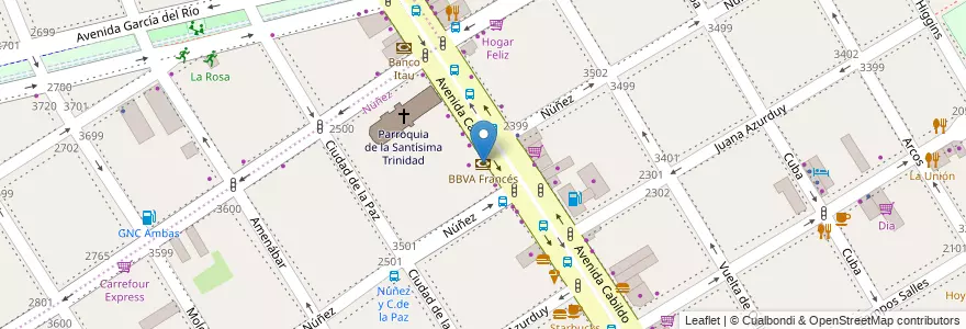 Mapa de ubicacion de BBVA Francés, Nuñez en Argentinië, Ciudad Autónoma De Buenos Aires, Buenos Aires, Comuna 13.