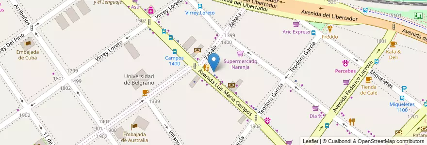 Mapa de ubicacion de BBVA Francés, Palermo en 阿根廷, Ciudad Autónoma De Buenos Aires, 布宜诺斯艾利斯, Comuna 14.