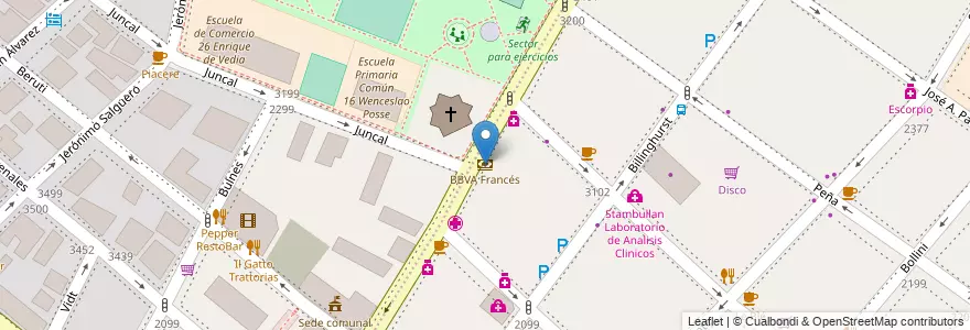 Mapa de ubicacion de BBVA Francés, Palermo en Argentine, Ciudad Autónoma De Buenos Aires, Comuna 2, Buenos Aires.