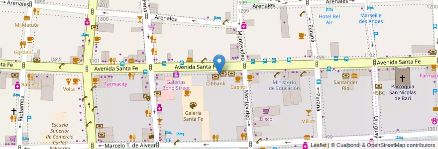 Mapa de ubicacion de BBVA Francés, Recoleta en Аргентина, Буэнос-Айрес, Comuna 2, Буэнос-Айрес.