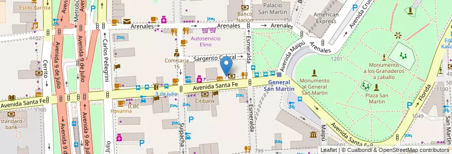 Mapa de ubicacion de BBVA Francés, Retiro en Argentina, Ciudad Autónoma De Buenos Aires, Comuna 1, Buenos Aires.