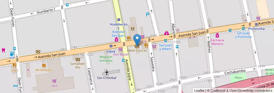 Mapa de ubicacion de BBVA Francés, San Cristobal en 阿根廷, Ciudad Autónoma De Buenos Aires, Comuna 3, 布宜诺斯艾利斯.