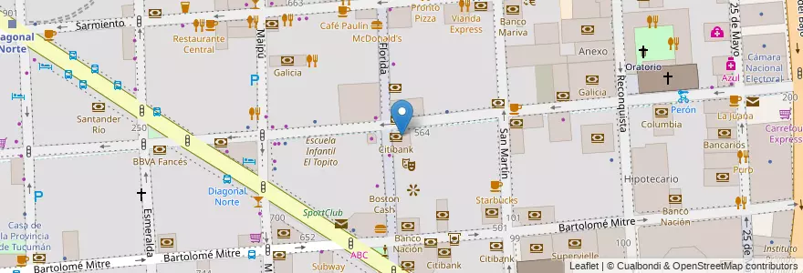 Mapa de ubicacion de BBVA Francés, San Nicolas en Argentine, Ciudad Autónoma De Buenos Aires, Comuna 1, Buenos Aires.