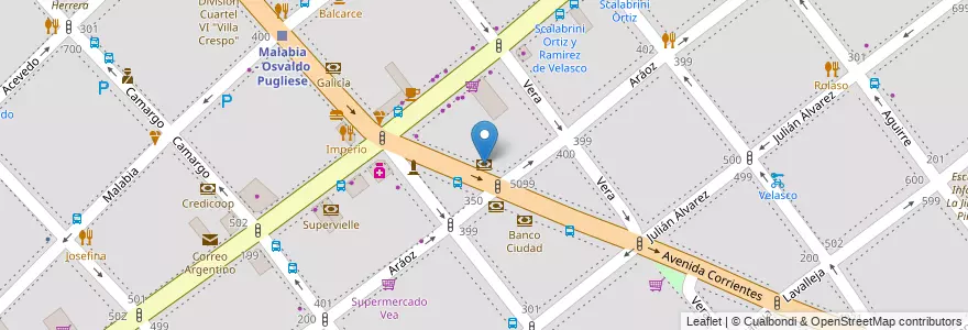 Mapa de ubicacion de BBVA Francés, Villa Crespo en 아르헨티나, Ciudad Autónoma De Buenos Aires, 부에노스아이레스.