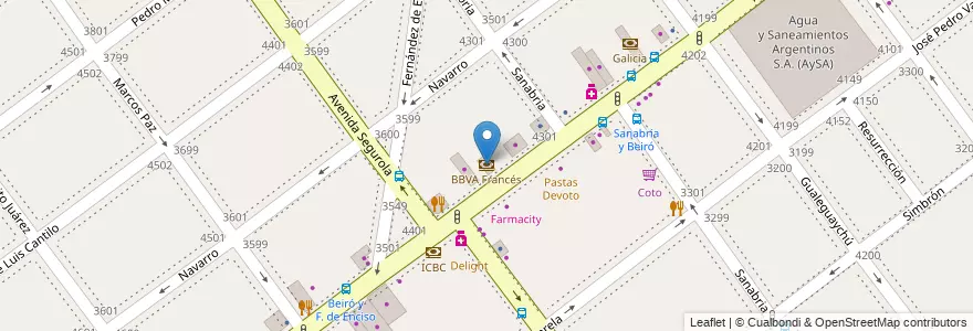 Mapa de ubicacion de BBVA Francés, Villa Devoto en Аргентина, Буэнос-Айрес, Буэнос-Айрес, Comuna 11.