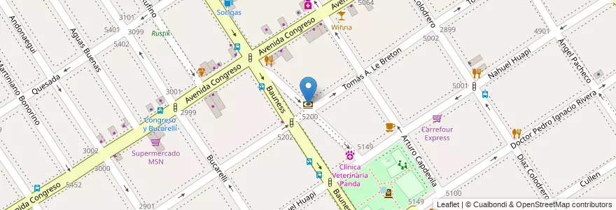 Mapa de ubicacion de BBVA Francés, Villa Urquiza en Argentina, Ciudad Autónoma De Buenos Aires, Comuna 12, Buenos Aires.
