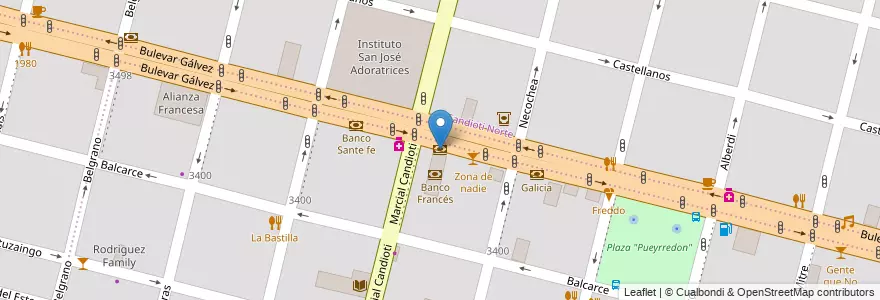 Mapa de ubicacion de BBVA Francés en الأرجنتين, سانتا في, إدارة العاصمة, سانتا في العاصمة, سانتا في.