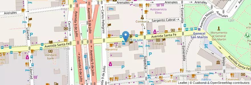 Mapa de ubicacion de BBVA, Retiro en الأرجنتين, Ciudad Autónoma De Buenos Aires, Comuna 1, Buenos Aires.