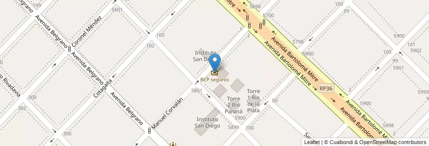 Mapa de ubicacion de BCP seguros en الأرجنتين, بوينس آيرس, Partido De Avellaneda, Wilde.