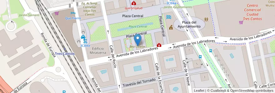 Mapa de ubicacion de Bea Coletas en إسبانيا, منطقة مدريد, منطقة مدريد, Área Metropolitana De Madrid Y Corredor Del Henares, Tres Cantos.
