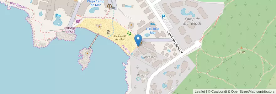 Mapa de ubicacion de Beach Club en 스페인, 발레아레스 제도, España (Mar Territorial), Serra De Tramuntana, 발레아레스 제도, Andratx.