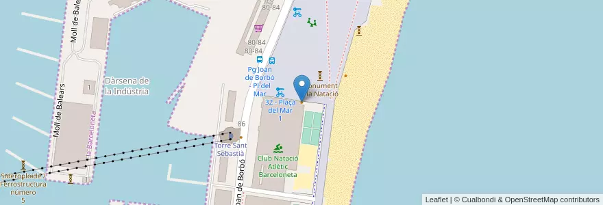 Mapa de ubicacion de beach en Sepanyol, Catalunya, Barcelona, Barcelonès, Barcelona.