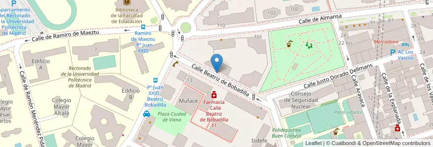Mapa de ubicacion de BEATRIZ DE BOBADILLA, CALLE, DE,18 en España, Comunidad De Madrid, Comunidad De Madrid, Área Metropolitana De Madrid Y Corredor Del Henares, Madrid.
