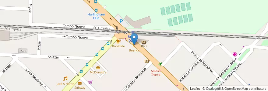 Mapa de ubicacion de Beerka en Argentinië, Buenos Aires, Partido De Hurlingham, Hurlingham.