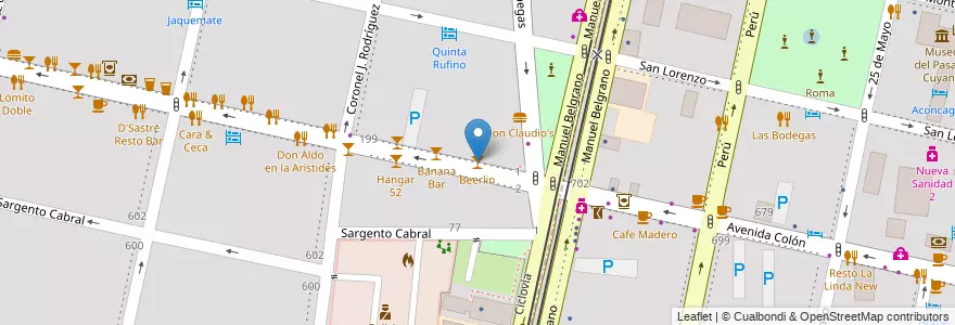 Mapa de ubicacion de Beerlin en الأرجنتين, تشيلي, Mendoza, Departamento Capital, Ciudad De Mendoza, Sección 5ª Residencial Sur.