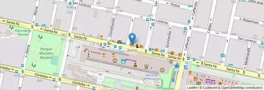 Mapa de ubicacion de Beijing en آرژانتین, سانتافه, Departamento Rosario, Municipio De Rosario, تسبیح.