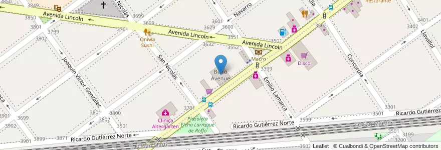 Mapa de ubicacion de Beiro Avenue, Villa del Parque en Arjantin, Ciudad Autónoma De Buenos Aires, Buenos Aires, Comuna 11.