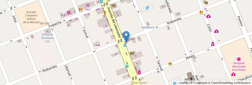 Mapa de ubicacion de Beldent en アルゼンチン, ブエノスアイレス州, Partido De Merlo, Merlo.