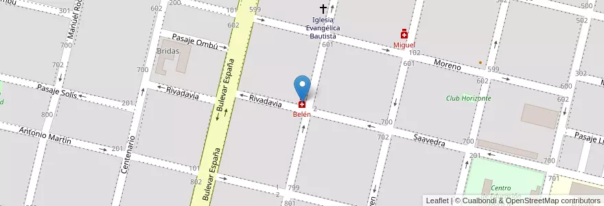 Mapa de ubicacion de Belén en アルゼンチン, サンタフェ州, Departamento General López, Municipio De Rufino.