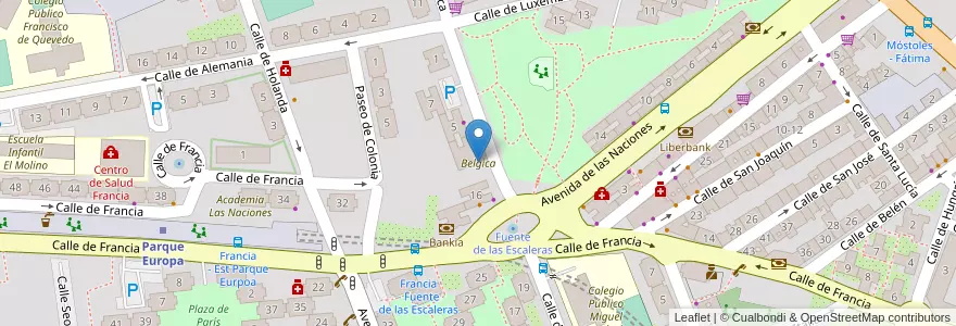 Mapa de ubicacion de Belgica en Spanien, Autonome Gemeinschaft Madrid, Autonome Gemeinschaft Madrid, Área Metropolitana De Madrid Y Corredor Del Henares, Fuenlabrada.