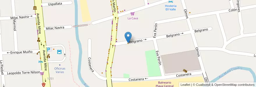 Mapa de ubicacion de Belgrano 1340 en アルゼンチン, コルドバ州, Departamento San Alberto, Pedanía Tránsito, Mina Clavero, Municipio De Mina Clavero.