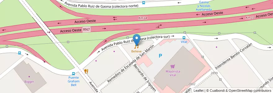 Mapa de ubicacion de Believe en Аргентина, Буэнос-Айрес, Partido De Moreno, Paso Del Rey.