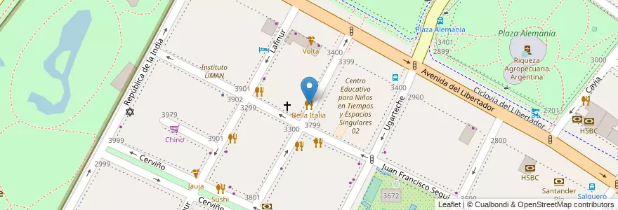 Mapa de ubicacion de Bella Italia, Palermo en Argentinië, Ciudad Autónoma De Buenos Aires, Buenos Aires, Comuna 14.