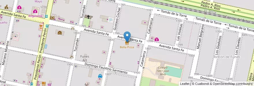 Mapa de ubicacion de Bella Pizza en Argentina, Santa Fe, Departamento Rosario, Municipio De Funes, Funes.