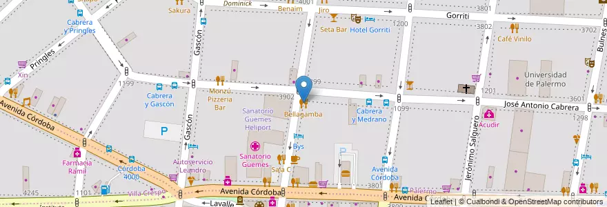 Mapa de ubicacion de Bellagamba, Palermo en الأرجنتين, Ciudad Autónoma De Buenos Aires, Buenos Aires.
