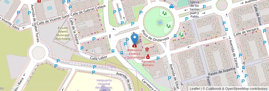 Mapa de ubicacion de Bellissima Estética y Quiromasaje en Spanien, Autonome Gemeinschaft Madrid, Autonome Gemeinschaft Madrid, Área Metropolitana De Madrid Y Corredor Del Henares, San Fernando De Henares, Coslada.