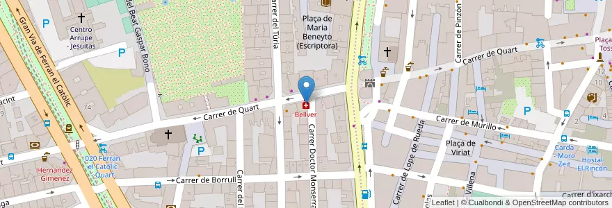 Mapa de ubicacion de Bellver en スペイン, バレンシア州, València / Valencia, Comarca De València, València.