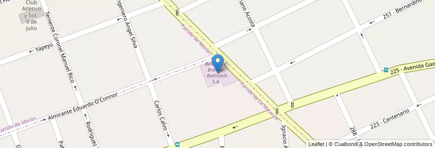 Mapa de ubicacion de Belvedere Bremer - Battistelli S.A en Argentinië, Buenos Aires, Partido De La Matanza, Ramos Mejía.